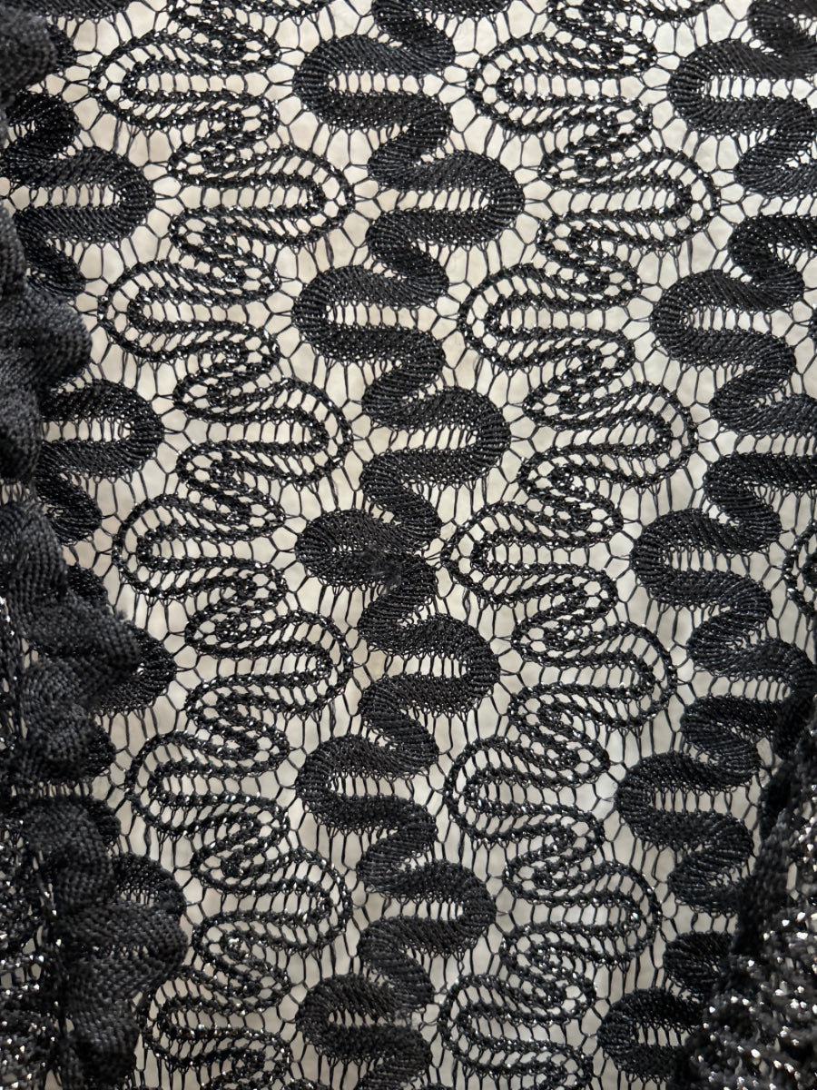 Banzai · Sheer Metallic Tie Front Shrug · L/XL · BlackSilver