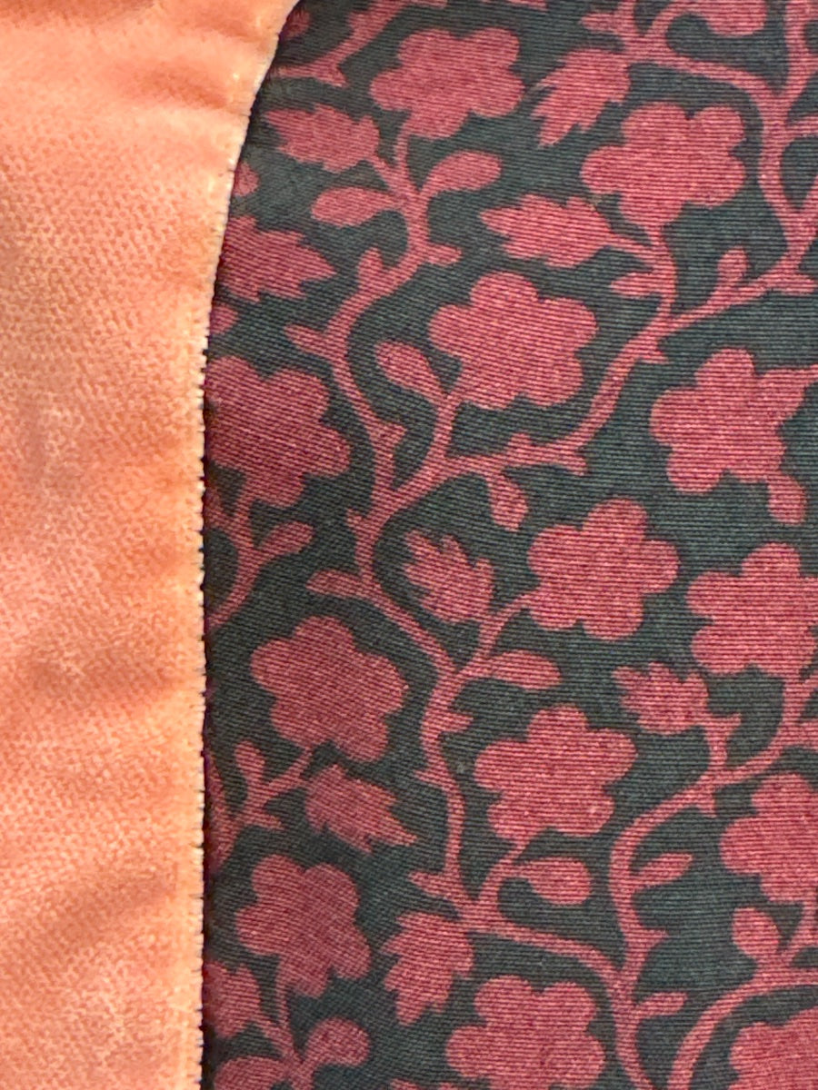 Boden · 3/4 Sleeve Velveteen Trim Blouse · Small · Burgundy Pink Floral Print