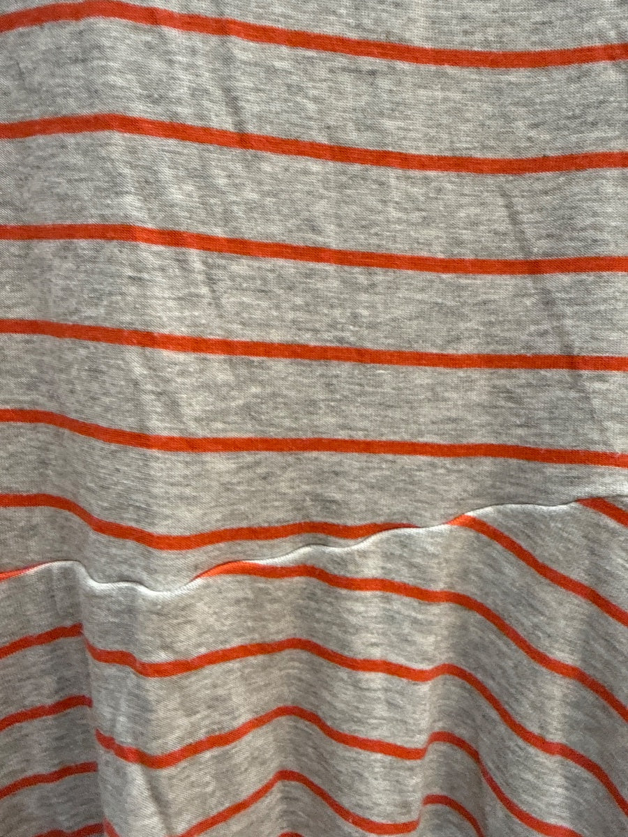 CAbi · 5331 Striped Ruffle Tank · Medium · GrayOrange Striped