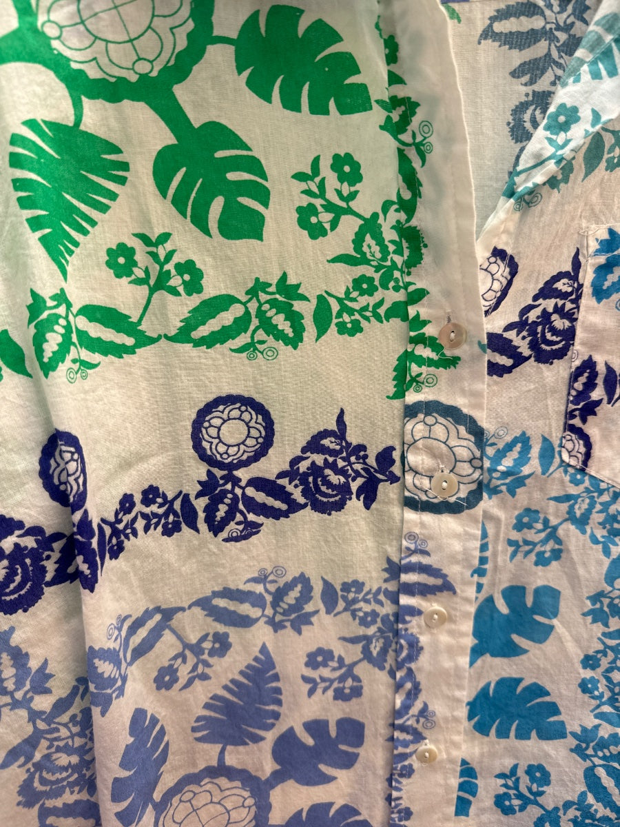 SigridOlsen · Shirt · Large · White, Blue, Green Floral
