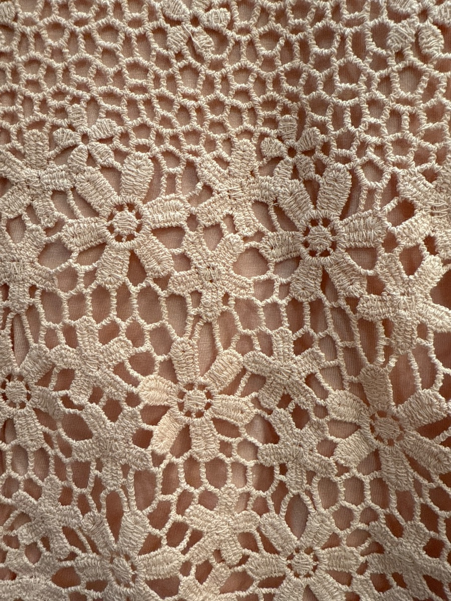 Anthropologie · Floral Crochet Top Over Shell · Medium · Blush