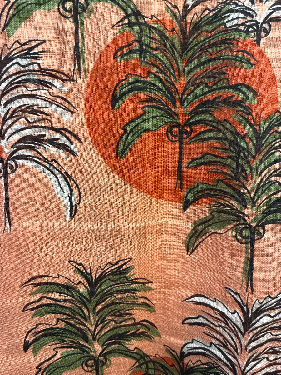 Nicole Miller · Long Sleeve Palm Tree Print Shirt · Medium · ApricotMulti