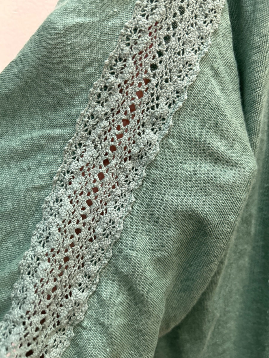 Garnet Hill · Sleeve Lace Detail · Medium · SeaGreen