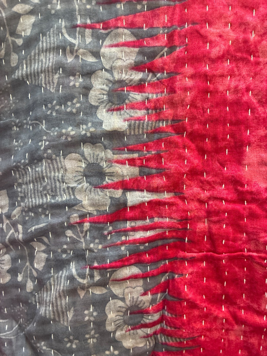 Artisan Made · Kimonosleeve Kantha Top · OS · RedGray