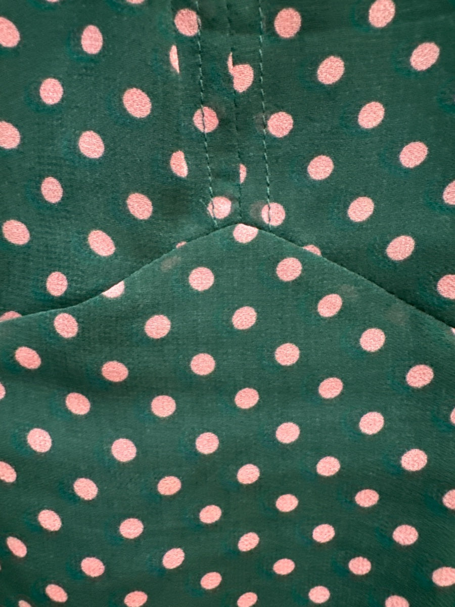 CABI · Bianca Flirt Top · Medium · Green, Pink Polka Dot