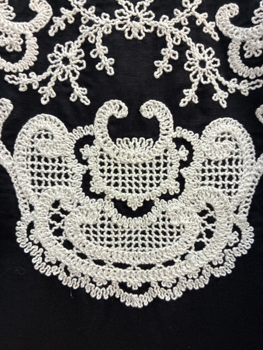 Talbots · 3/4 Sleeve Embroidered Blouse · Large · Black