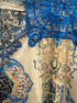 Unity World Wear · Paisley Print V-Neck Embellished Lace Top · Small · CreamBlue