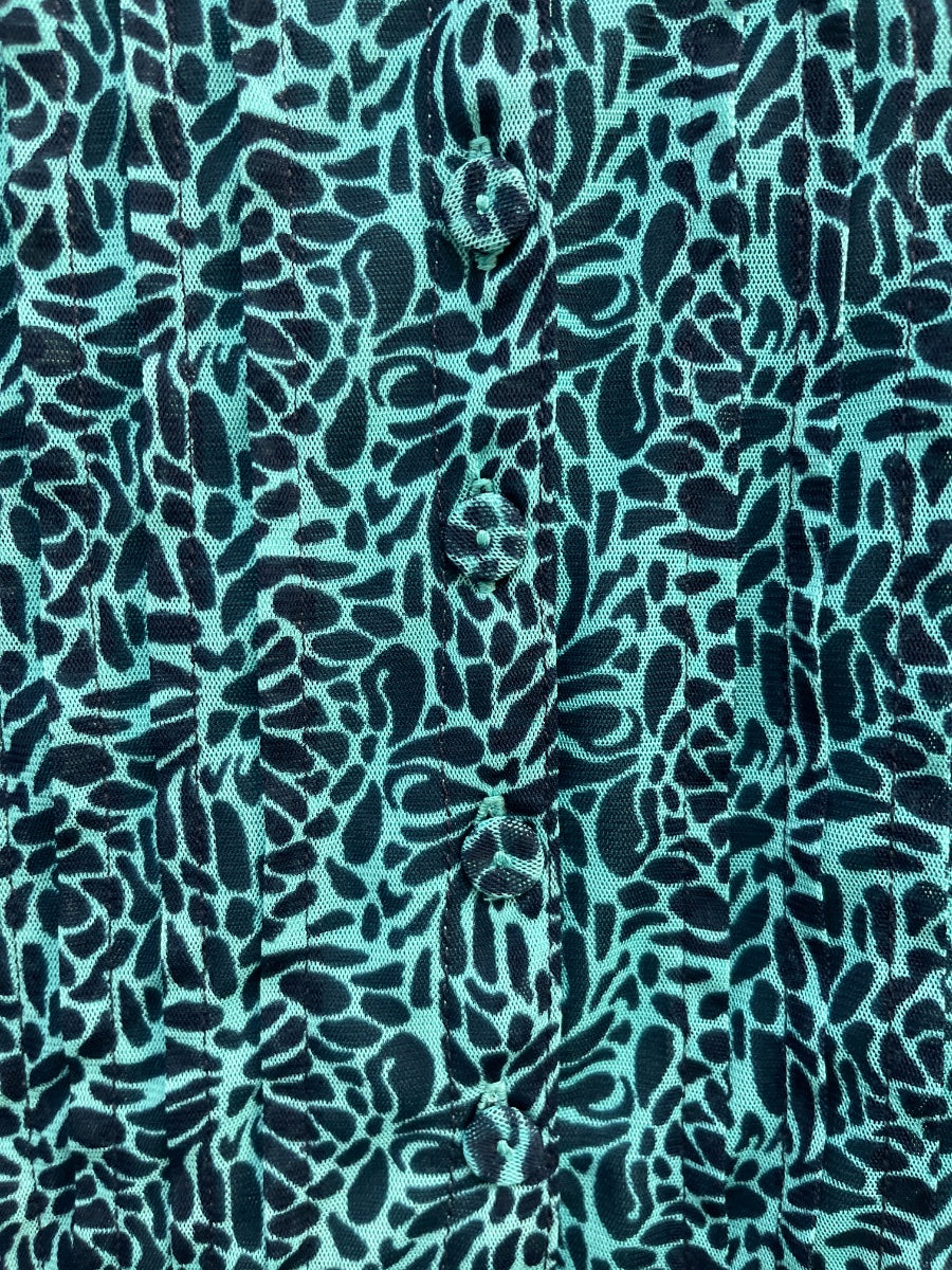 Liz Claiborne · Mesh Fabric Overlay Pleated · Large · TurqNavy