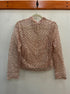 Anthropologie · Longsleeve Cropped Sheer Top w/ Pearls · Medium · PinkGold Sparkly