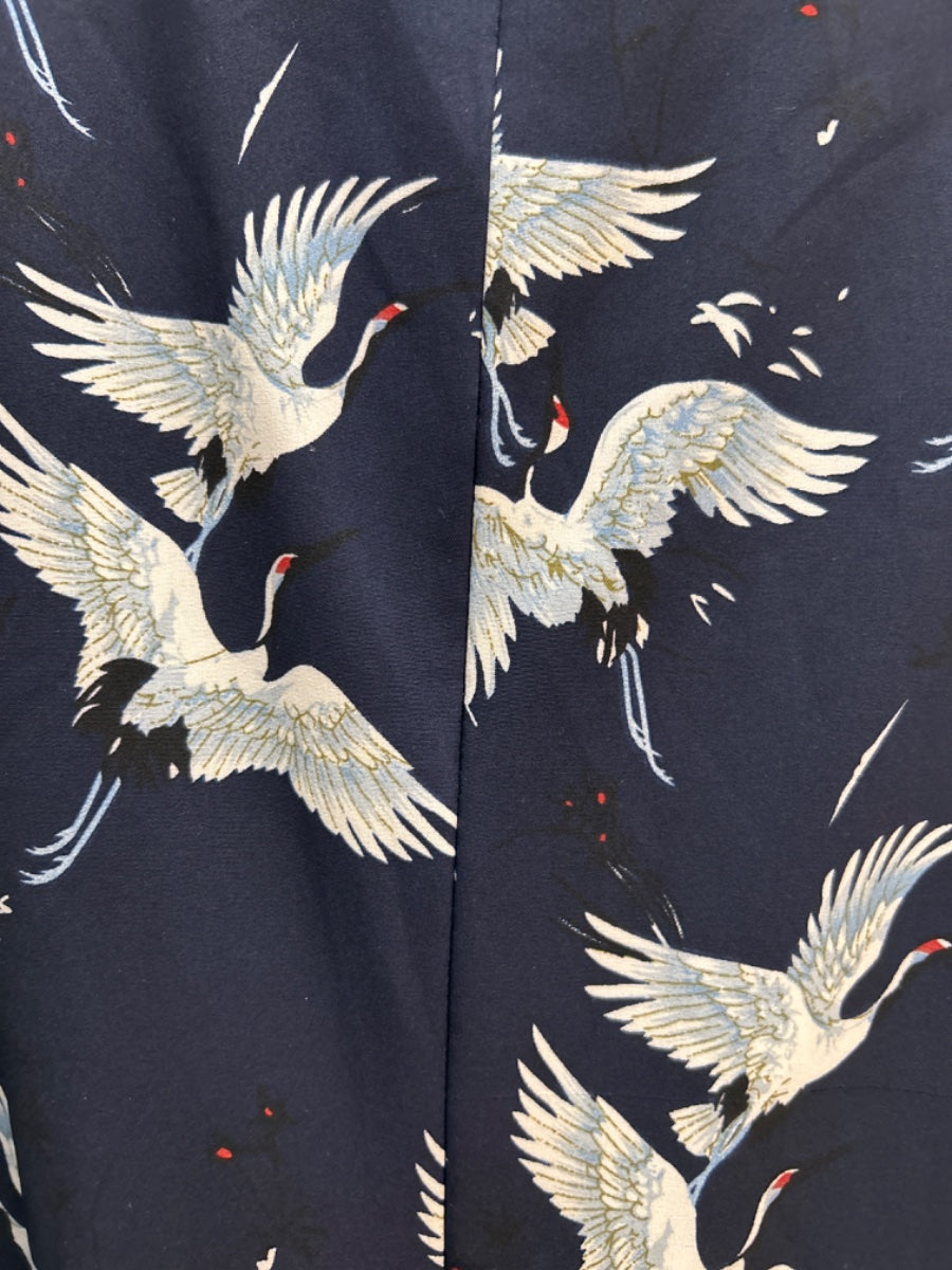 TCR · FashionJumpsuit Belted w/ Cranes Print · Small · NavyWhite