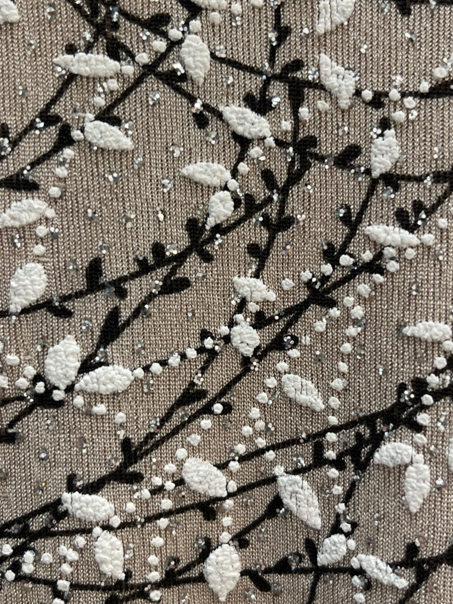 Alex Evenings · Evening Jacket · 1X · Taupe & Silver