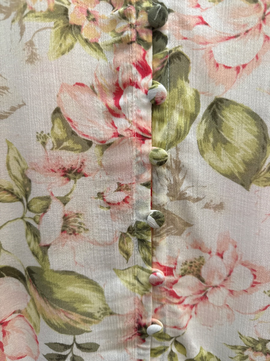 J. Jill · Blouse · Medium · Cream Green Floral Print