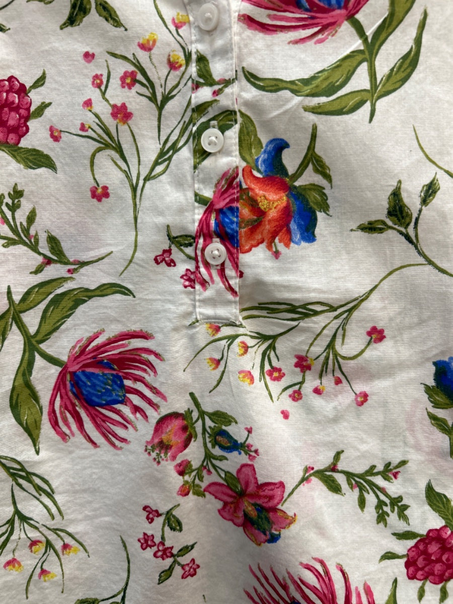 St. JohnsBay · Floral Print 3/4 Sleeve · Large · WhitePinkBlue