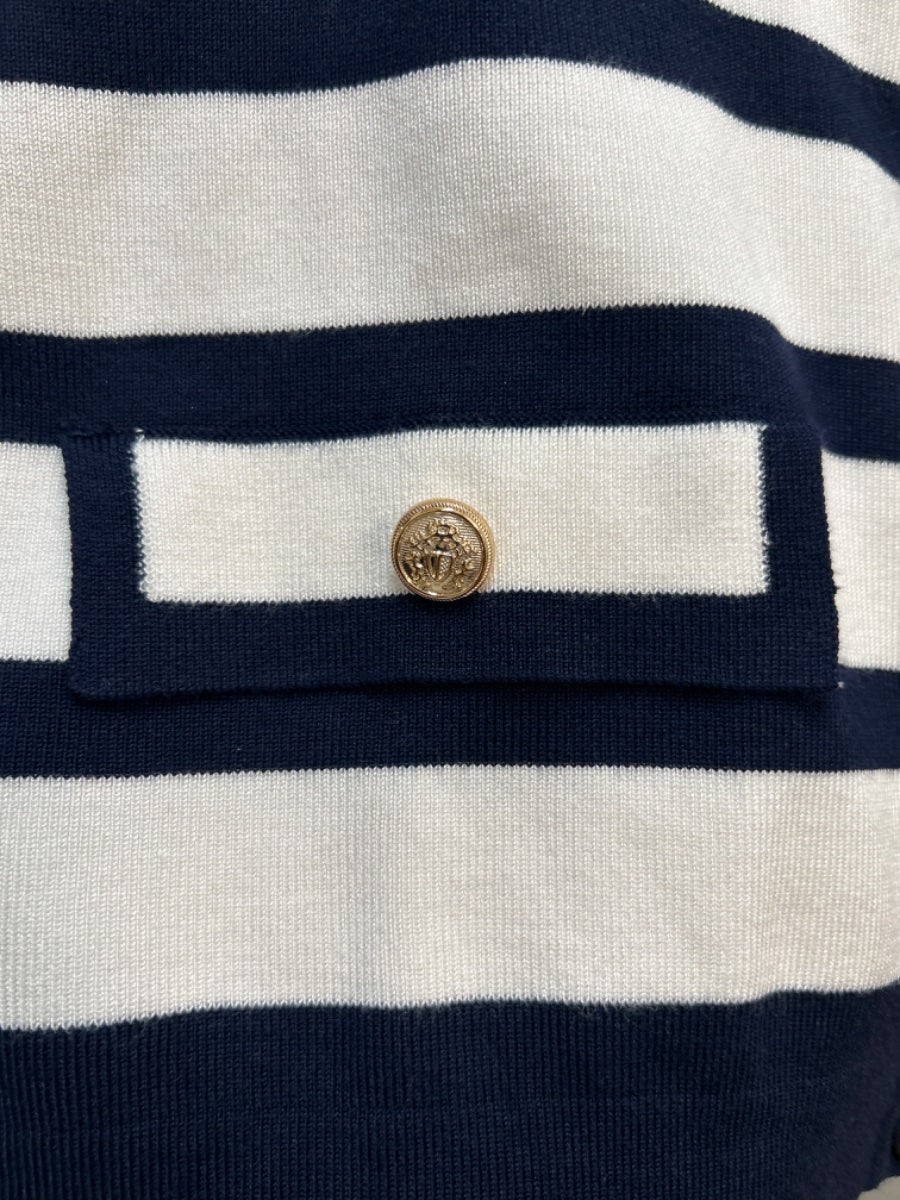 Adrianna Papell · Button Up Cardigan · Small · Navy/White
