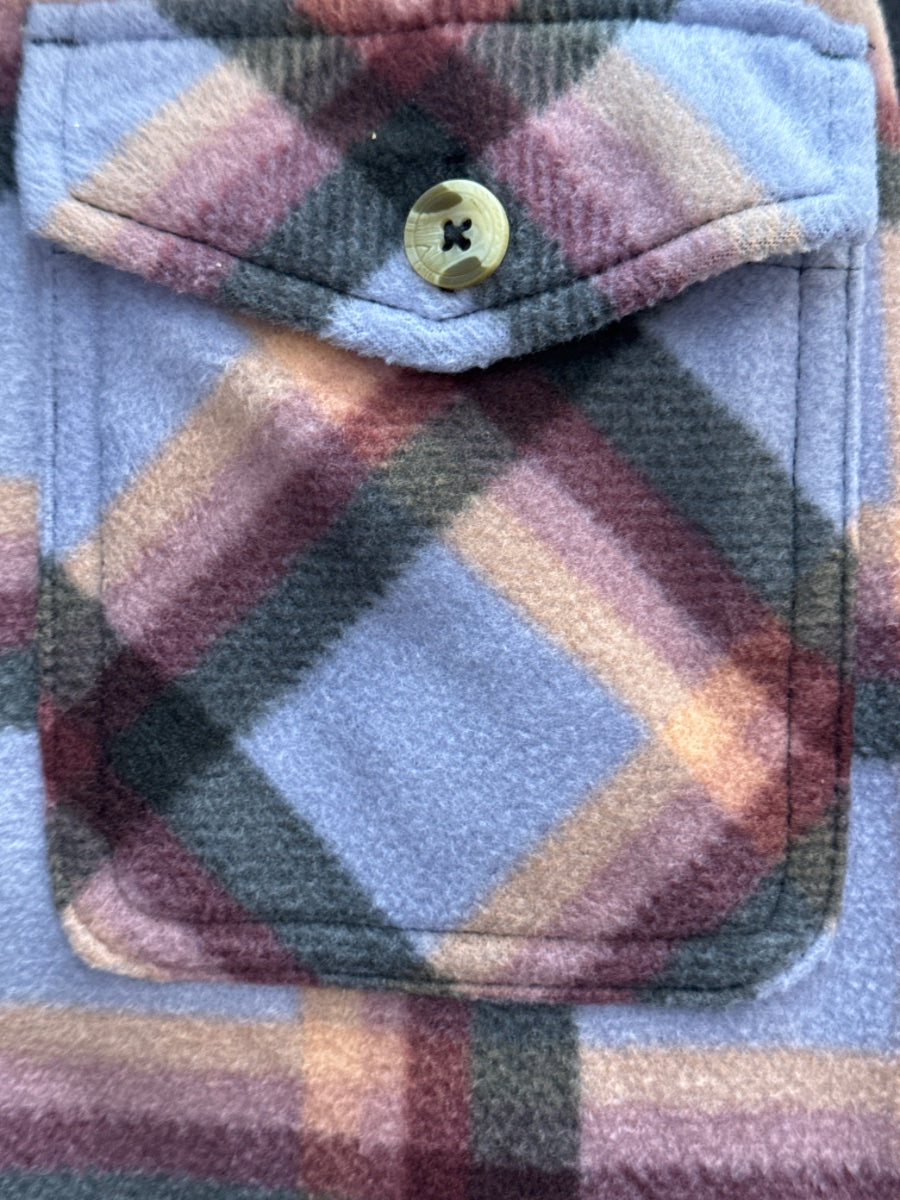 Sage · SA 33 SAGE Shacket LilacMulti Fleece Lined Plaid · Large · LilacMulti Plaid