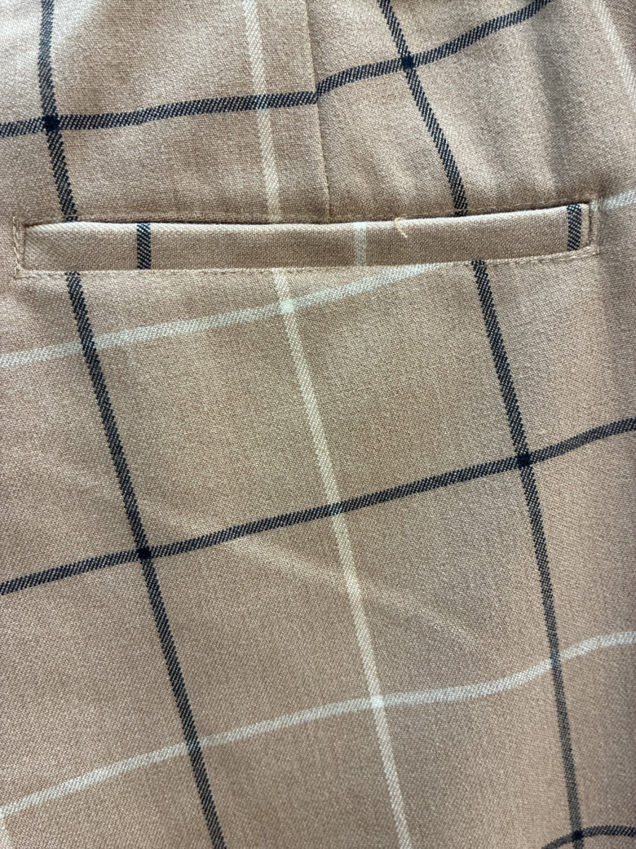 Amanda&Chelsea · Straight Leg Window Pane Pants · 4 · TanBlack