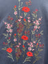 American Eagle · Floral Embroidered Short Sleeve Top · Medium · Grey