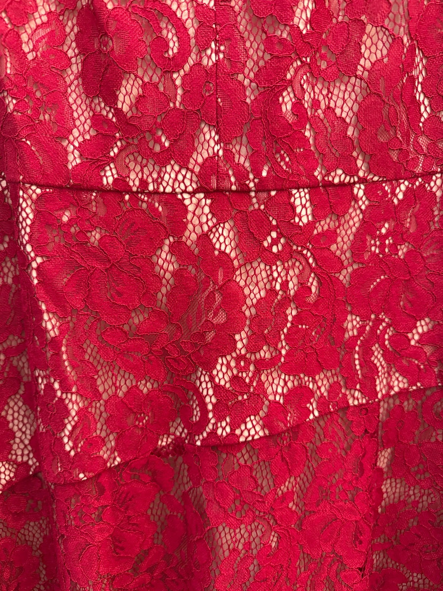 WHBM · sleeveless lace · 10Petite · RedTan