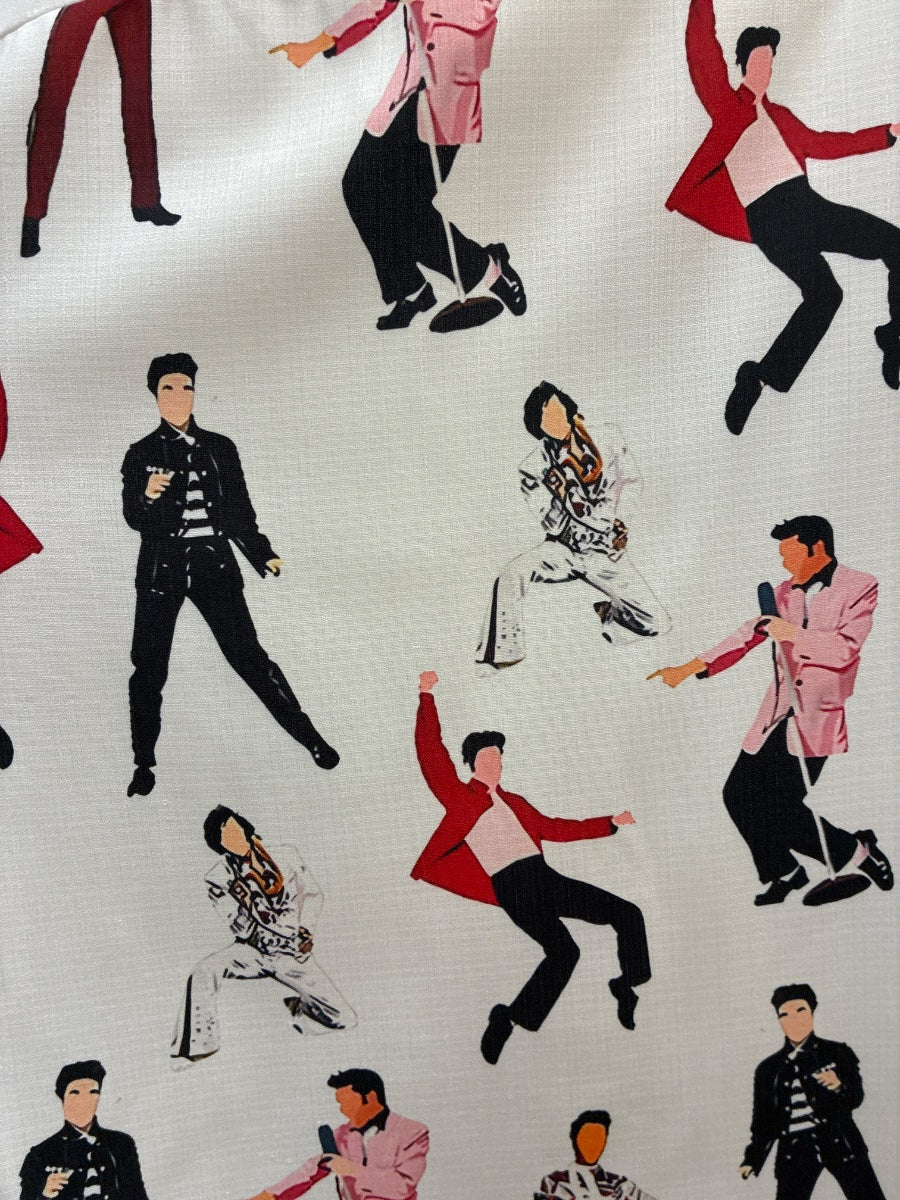 Fashion Top · Elvis Print · Large · WhiteBlk