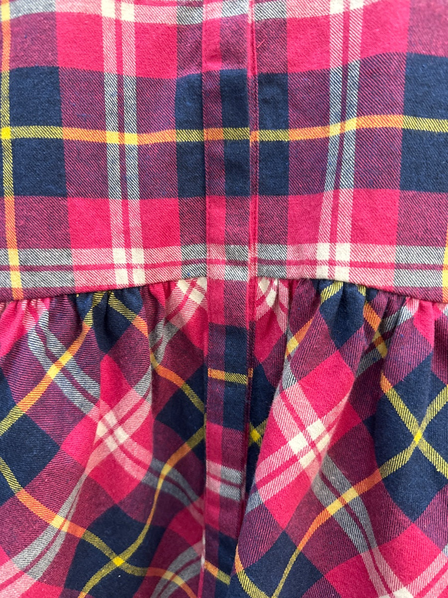 Sundance · Plaid Peplum Top · Medium · FuchsiaNavy