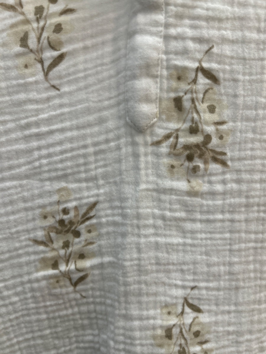 Style&Co · Floral print, rolled cuff ShortSleeve Top · 1X · WhiteBeige