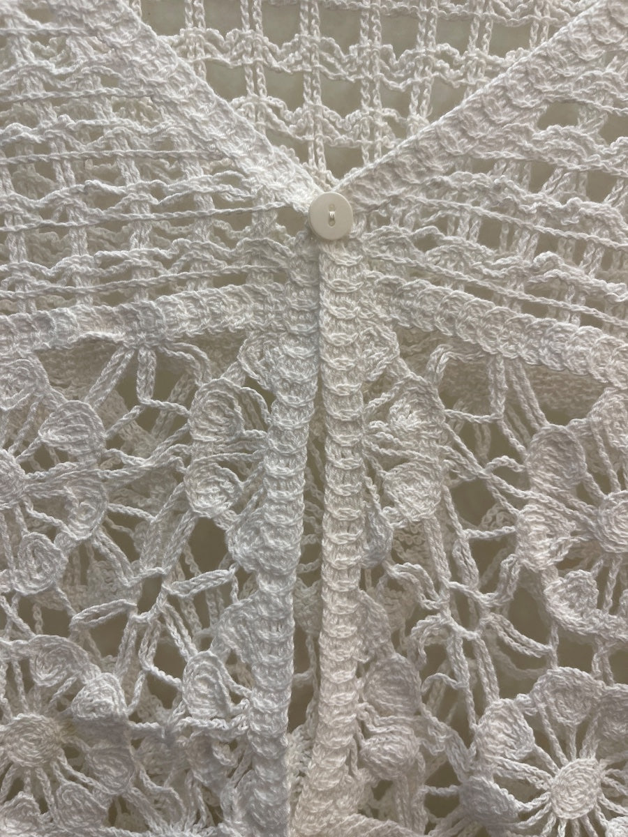 Blue Tassel · Crocheted/Knit Cardigan · S/M · Cream