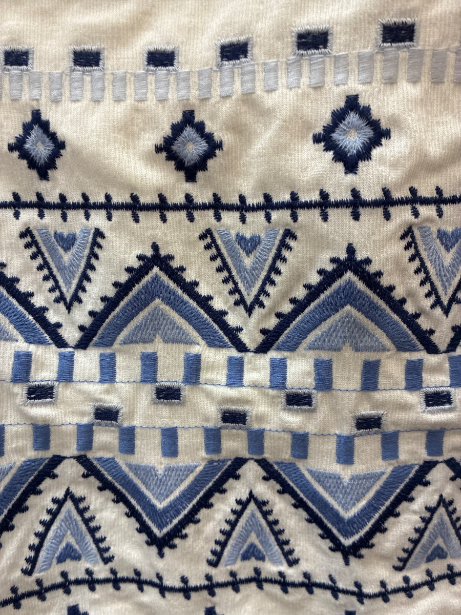 Skies Are Blue · Boho Top · Large · WhiteBlue