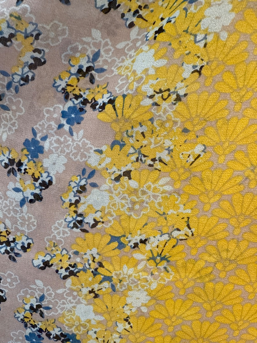 CAbi · Offsides Floral Blouse · XLarge · GrayYellow Floral Print