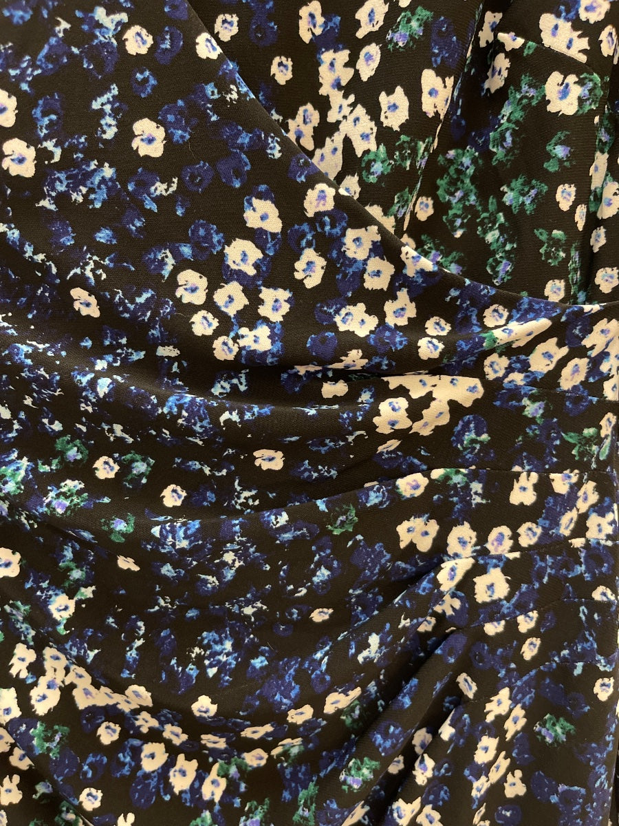 Ralph Lauren · Flutter Sleeve Floral Print Wrap Front Dress · 8 · BlackBlue