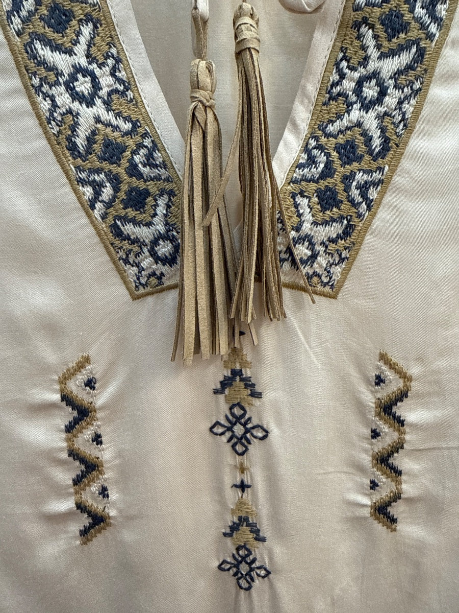 Sundance · 100% Rayon Longsleeve Tunic · Small · Beige