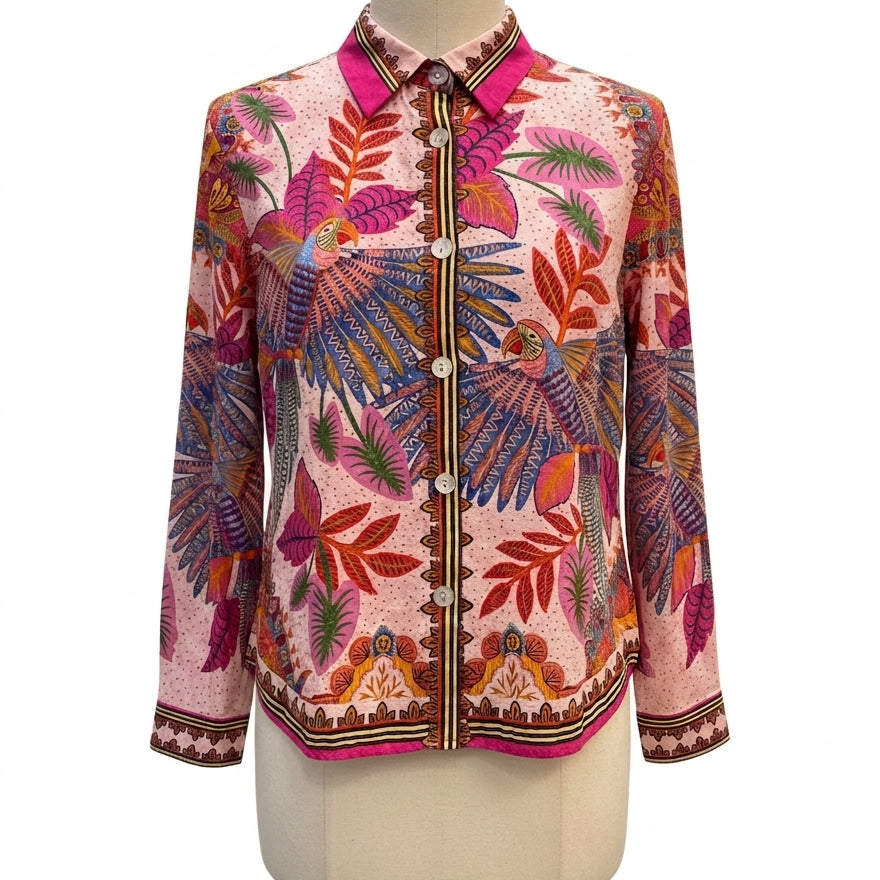 FARM Rio · Parrot and Tropical Pattern · Small · PinkBlue+