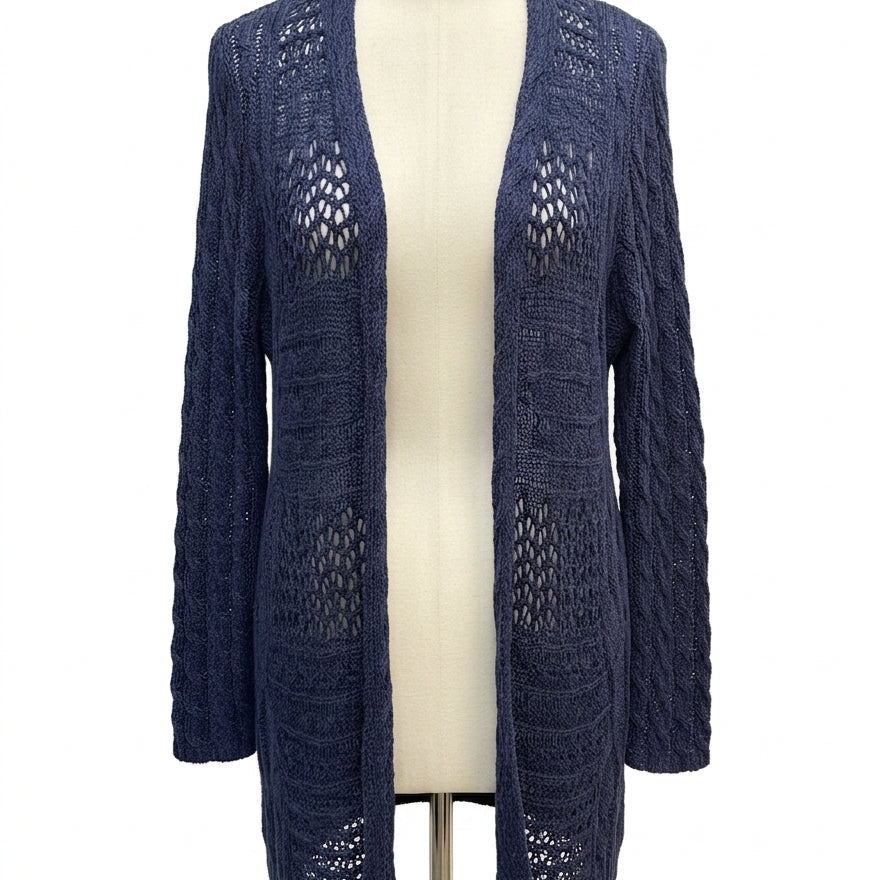 Garnet Hill · Open Drape Cardigan · Medium · Navy