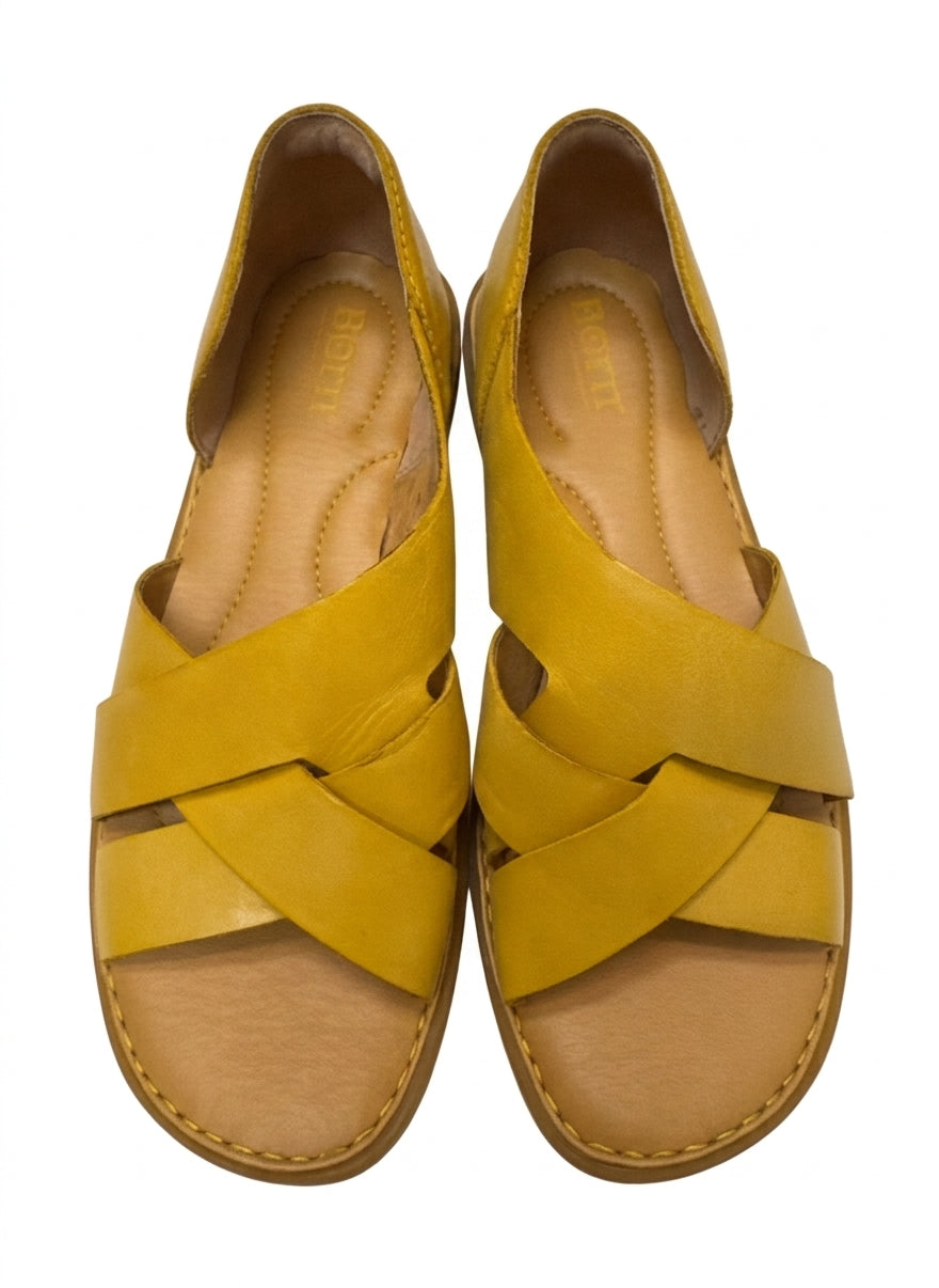 Born · Ithaca Slip-On Sandal · 7 · Honey Leather