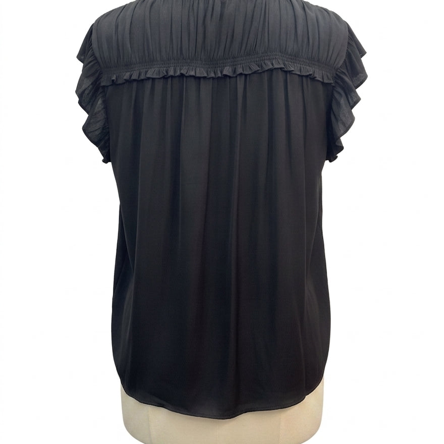 DR2 · Ruffled Sleeve Top · 1X · Black