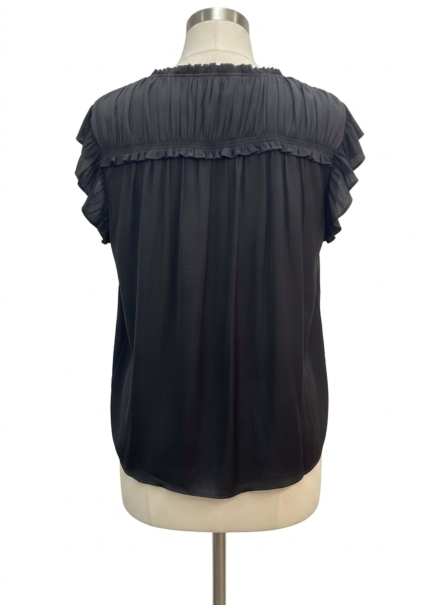 DR2 · Ruffled Sleeve Top · 1X · Black