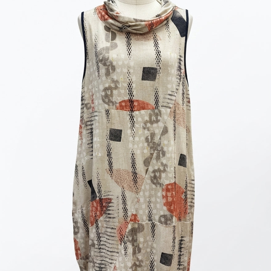 Flutter · Flutter Sleeveless Cowl neck · Small · BeigeBlack
