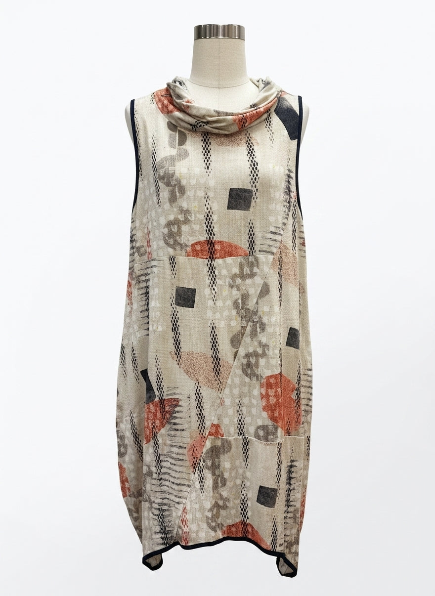 Flutter · Flutter Sleeveless Cowl neck · Small · BeigeBlack