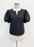Marc NY · Lace Sleeve Top · Large · Black