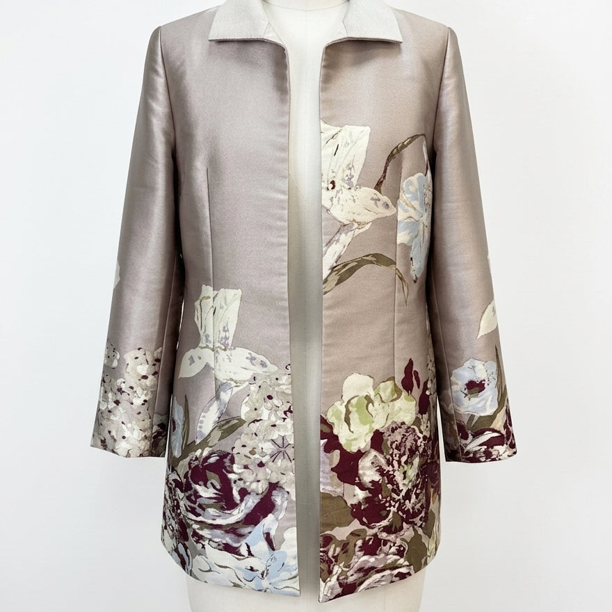 Grace Chuang · Evening Jacket Floral Detail with Gold Thread · XLarge · Champagne