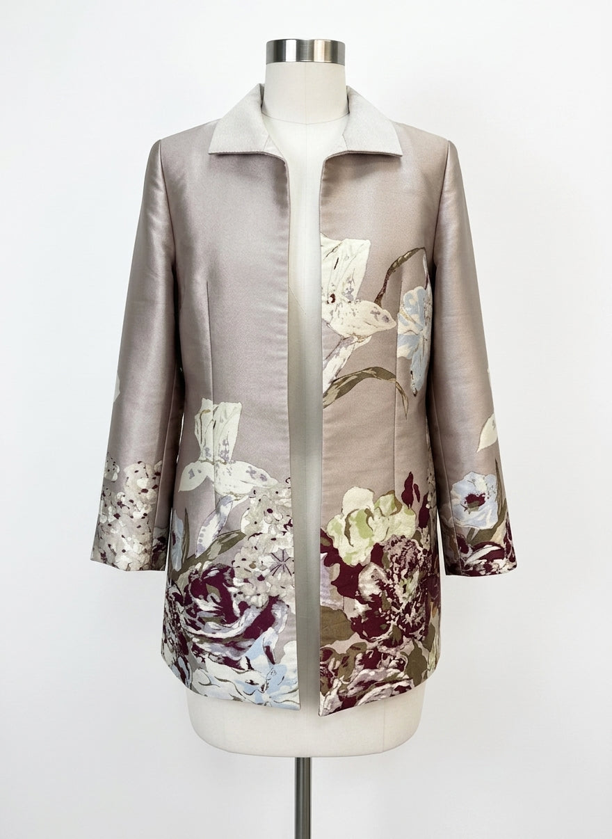 Grace Chuang · Evening Jacket Floral Detail with Gold Thread · XLarge · Champagne