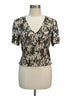 Evereve · Smocked Floral Print Short Sleeve Top · Large · MossWhite