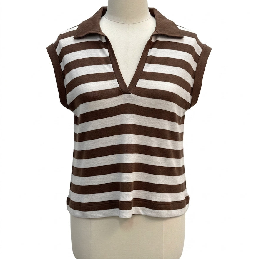 LOFT · Cap Sleeve Top · Small · BrownCream