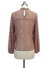 Cable&Gauge · LongSleeve Top with Lace Trim · Large · Blush