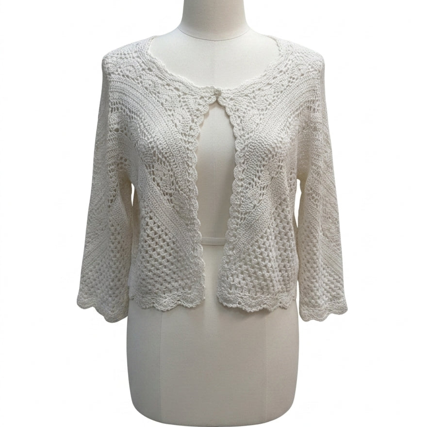 CAbi · 244 Crochet Shrug · Large · Cream