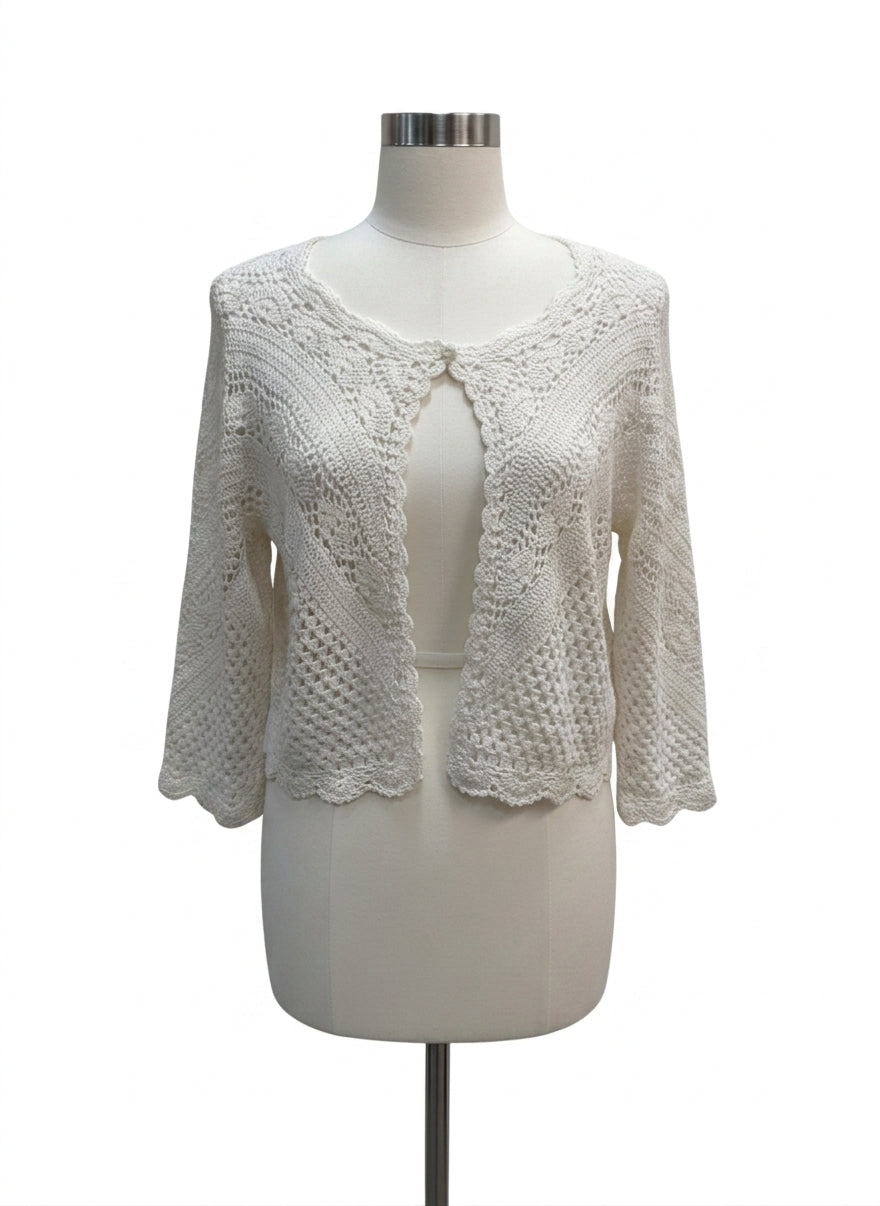 CAbi · 244 Crochet Shrug · Large · Cream