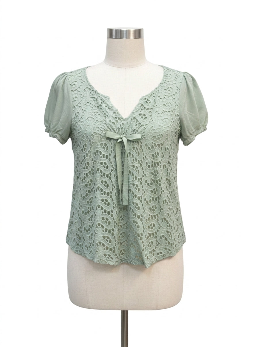 Sundance · Eyelet Lace Overlay - Silk & Cotton · Medium · Jade