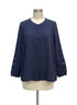 Belle Beach · Cotton Gauze Long Sleeve Shirt with Lace · 1X · Navy