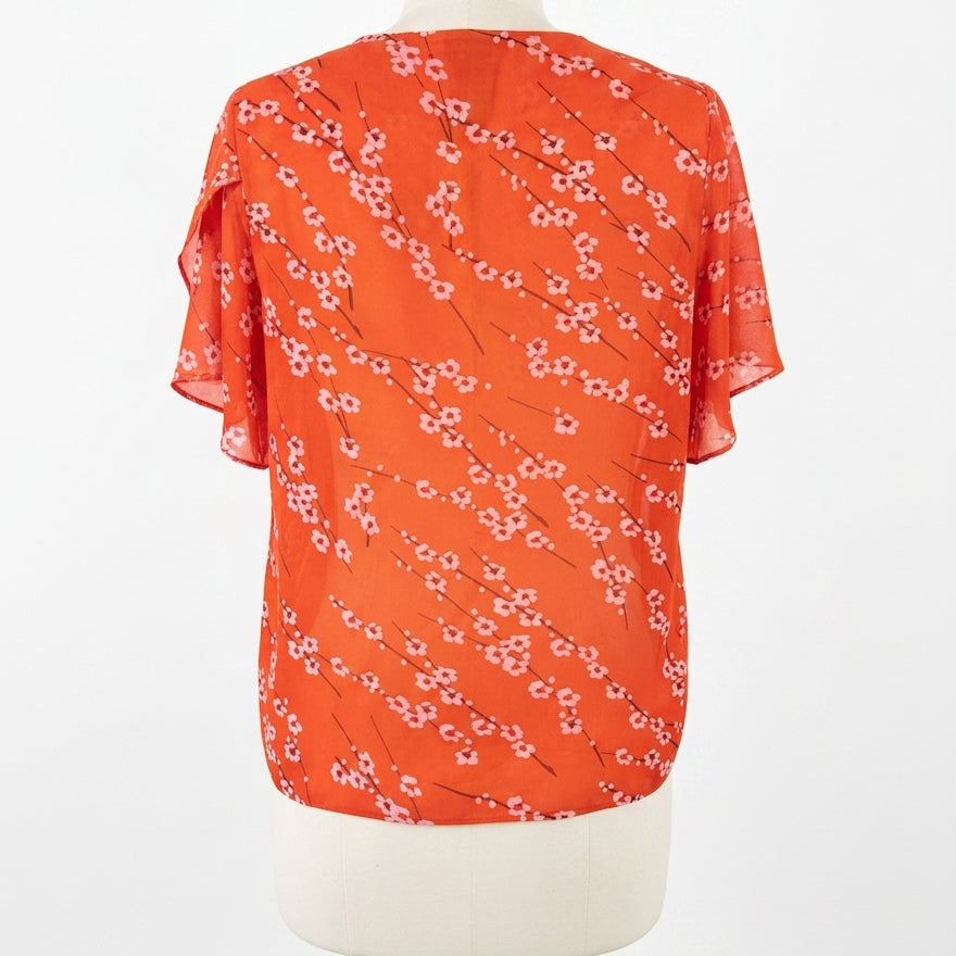 CABI · Cherry Blossom Chiffon Blouse · Medium · CoralPink