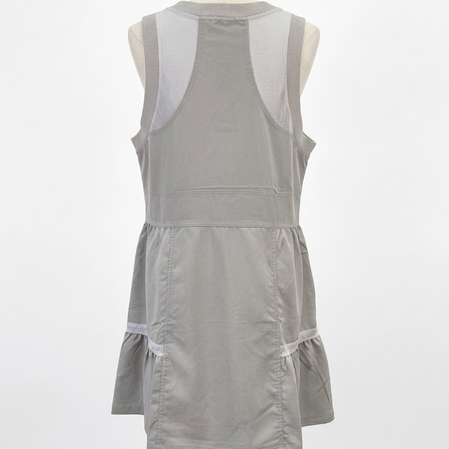Fisoew · Women's Sleeveless Mesh Back Utility Dress · Large · Gray