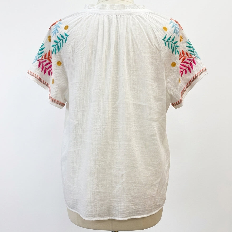 Talbots · Boho Top · XLarge · WhiteMulti Embroide